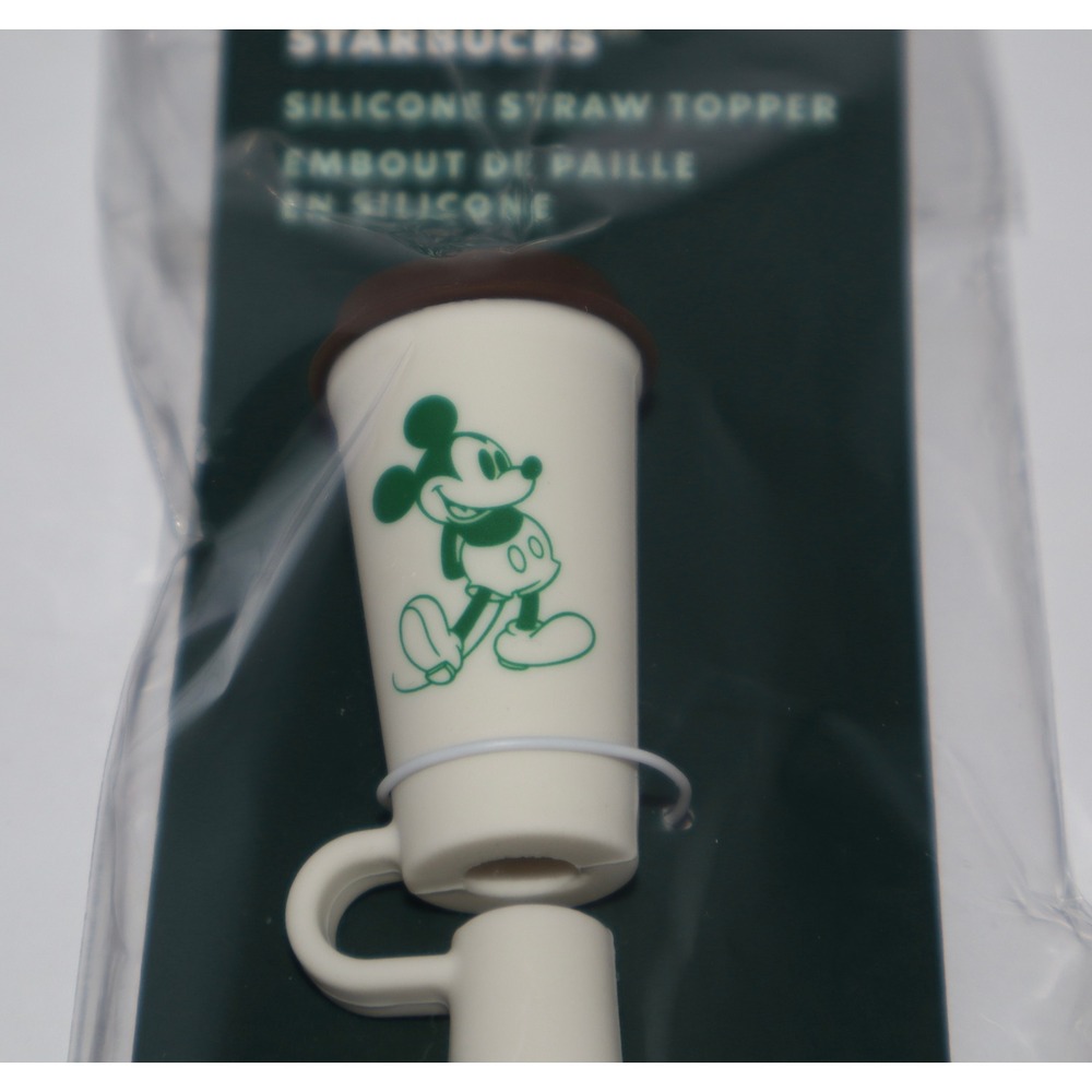 Starbucks Disney Parks Mickey Mouse Silicone Straw Topper Coffee Cup Cream Brown - Picture 3 of 9